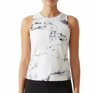 Express Body Contour Womens Tank Top L Marble White Gray Shaping Crop Sleeveless